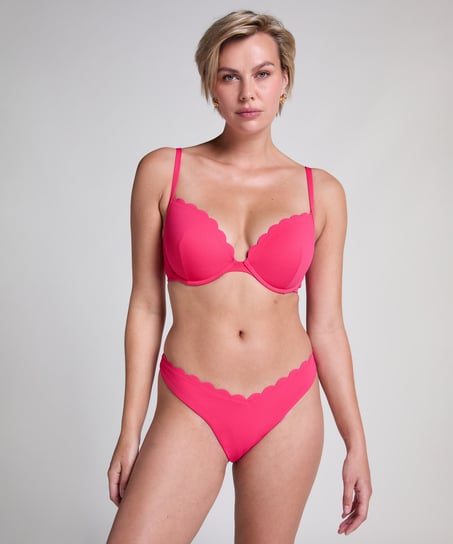 Scallop Polstret bikinitopp med underspiler, Rosa