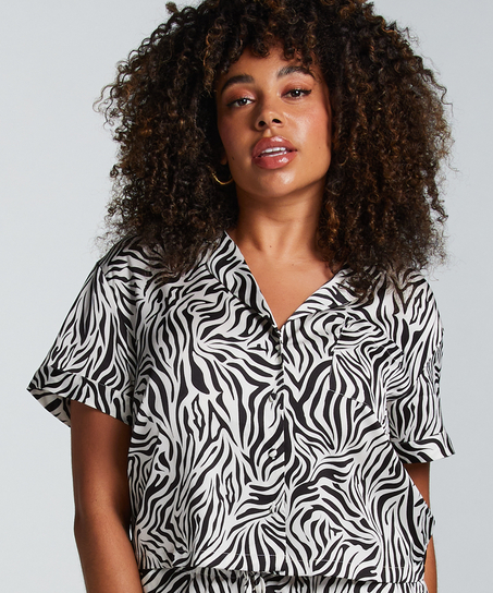 Kortermet jakke i sateng, Hvit