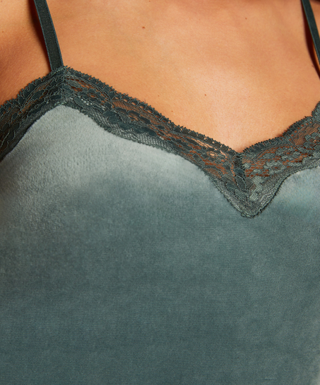 Cami-topp Velours Lace, Gr&oslash;nn