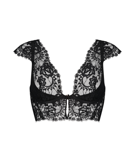 Upolstret Longline spile-BH Trixie, Svart