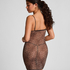 Leopard slipkjole i netting, Svart