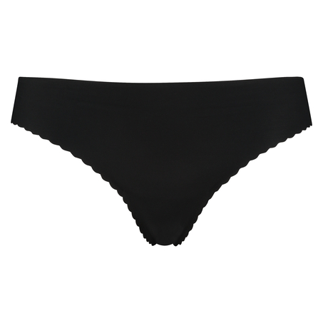 Thong invisible scalloped, Svart