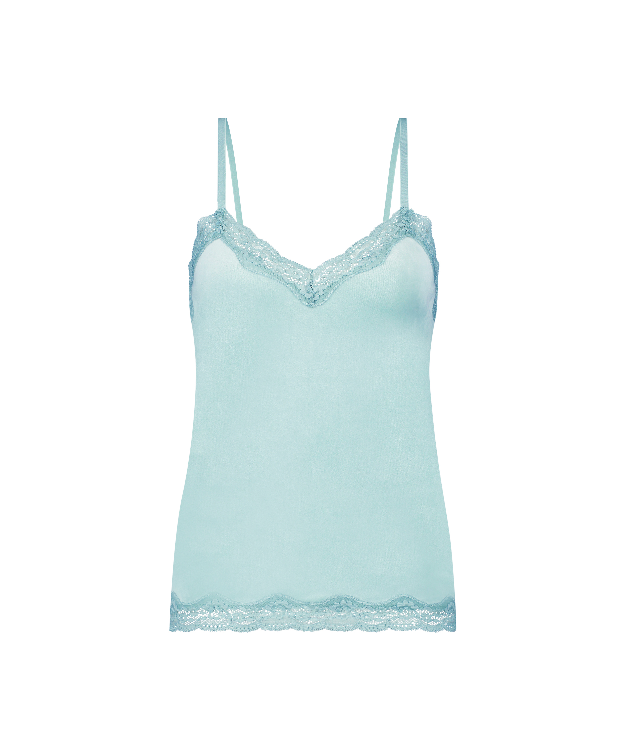 Cami-topp Velours Lace, Gr&oslash;nn, main