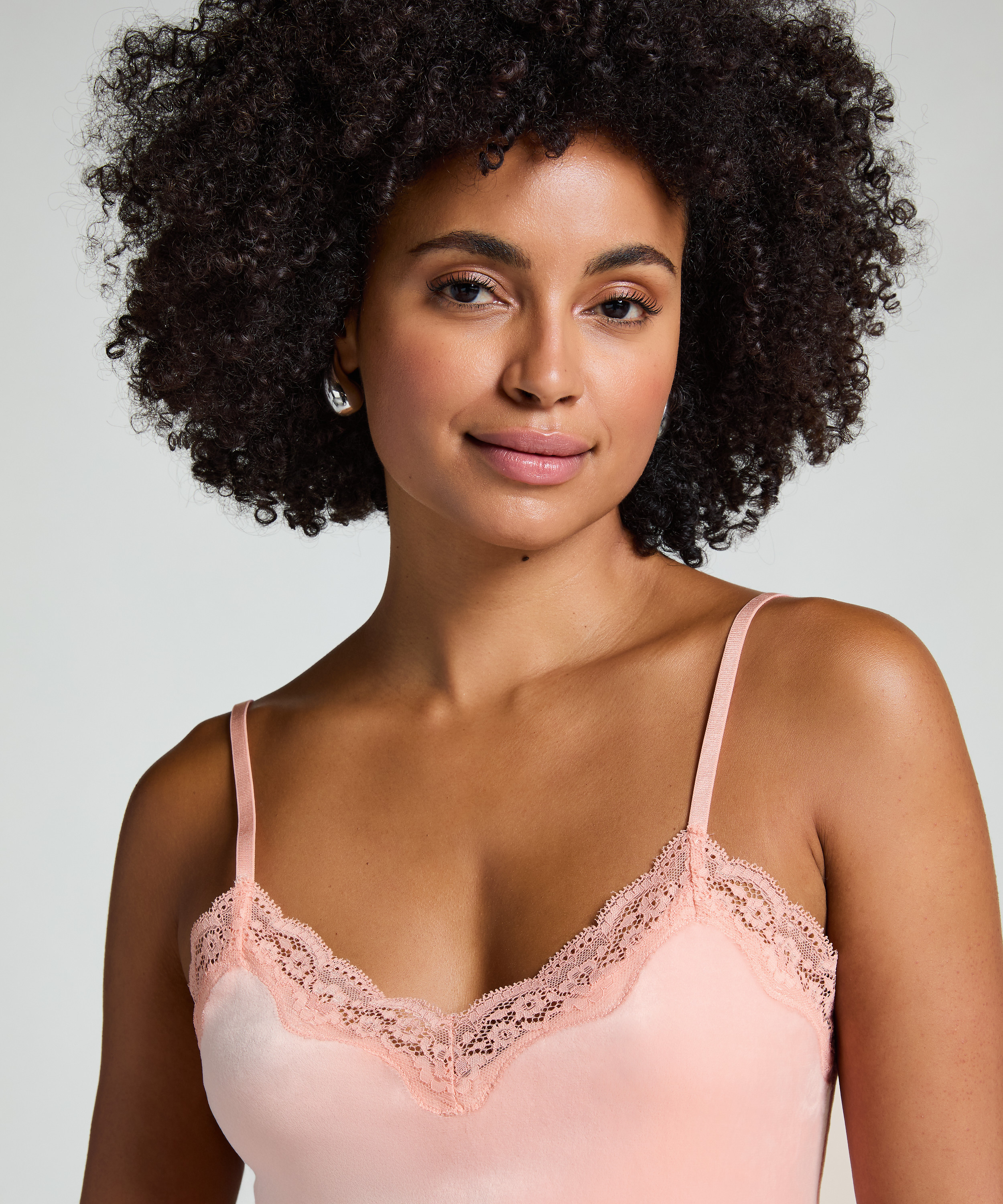 Cami-topp Velours Lace, Rosa, main