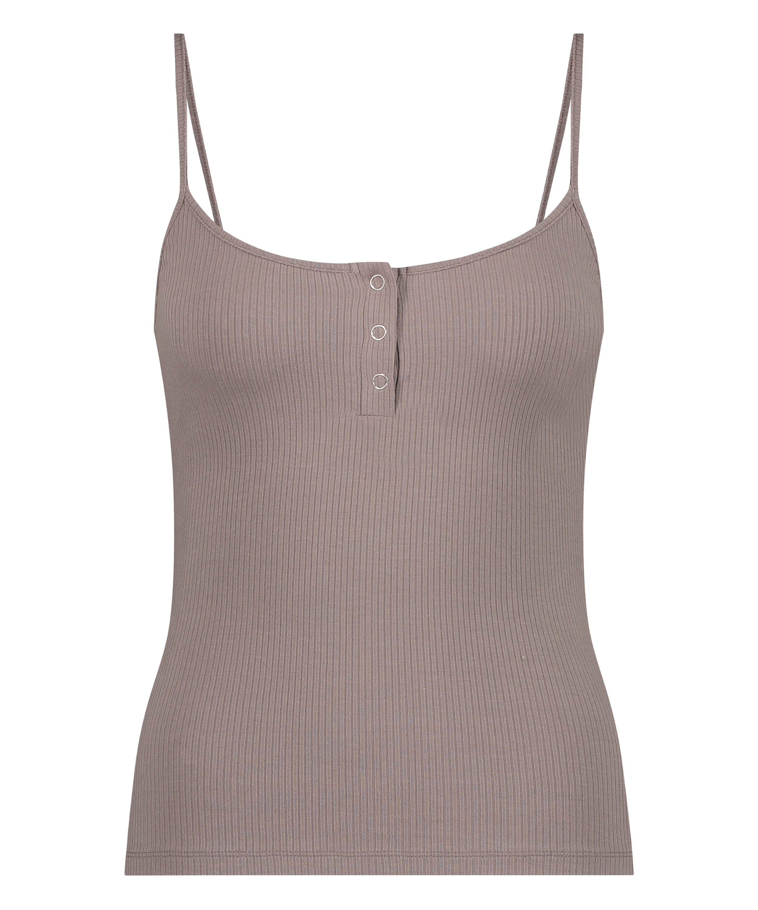 Ribbet ermeløs topp, Brun, main