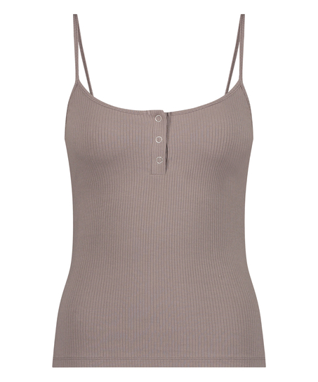 Ribbet ermeløs topp, Brun