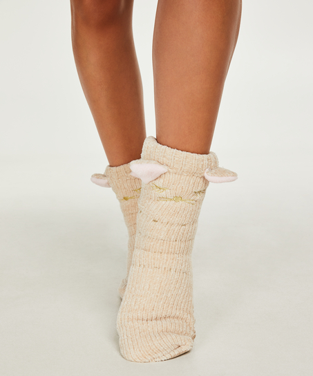 Fluffy Slipper Socks, Hvit