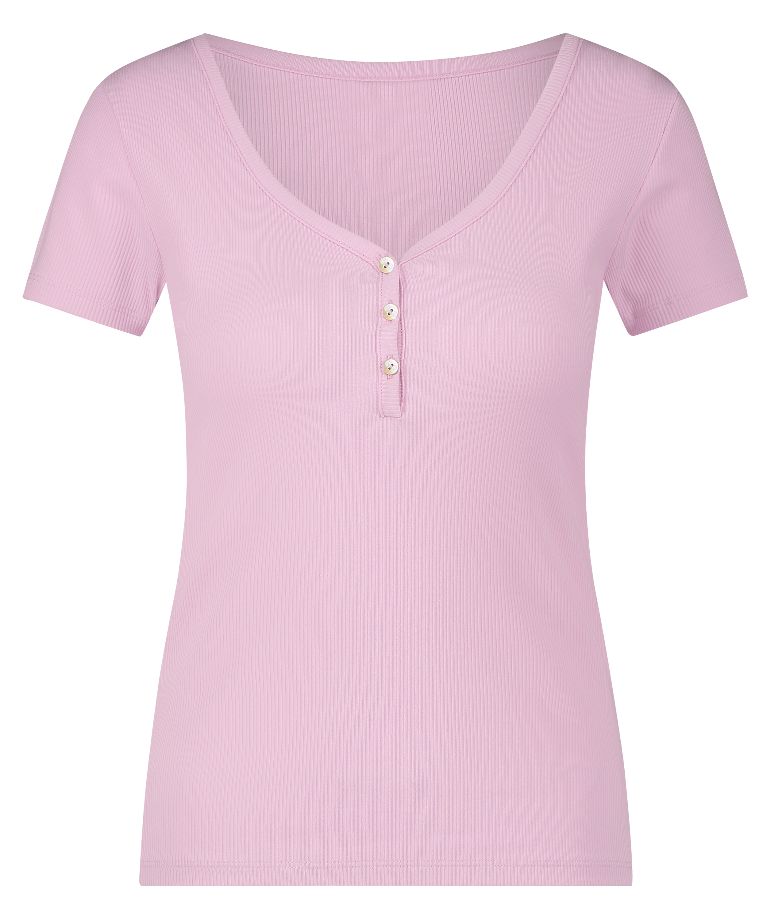 Ribbet kortermet topp, Rosa, main