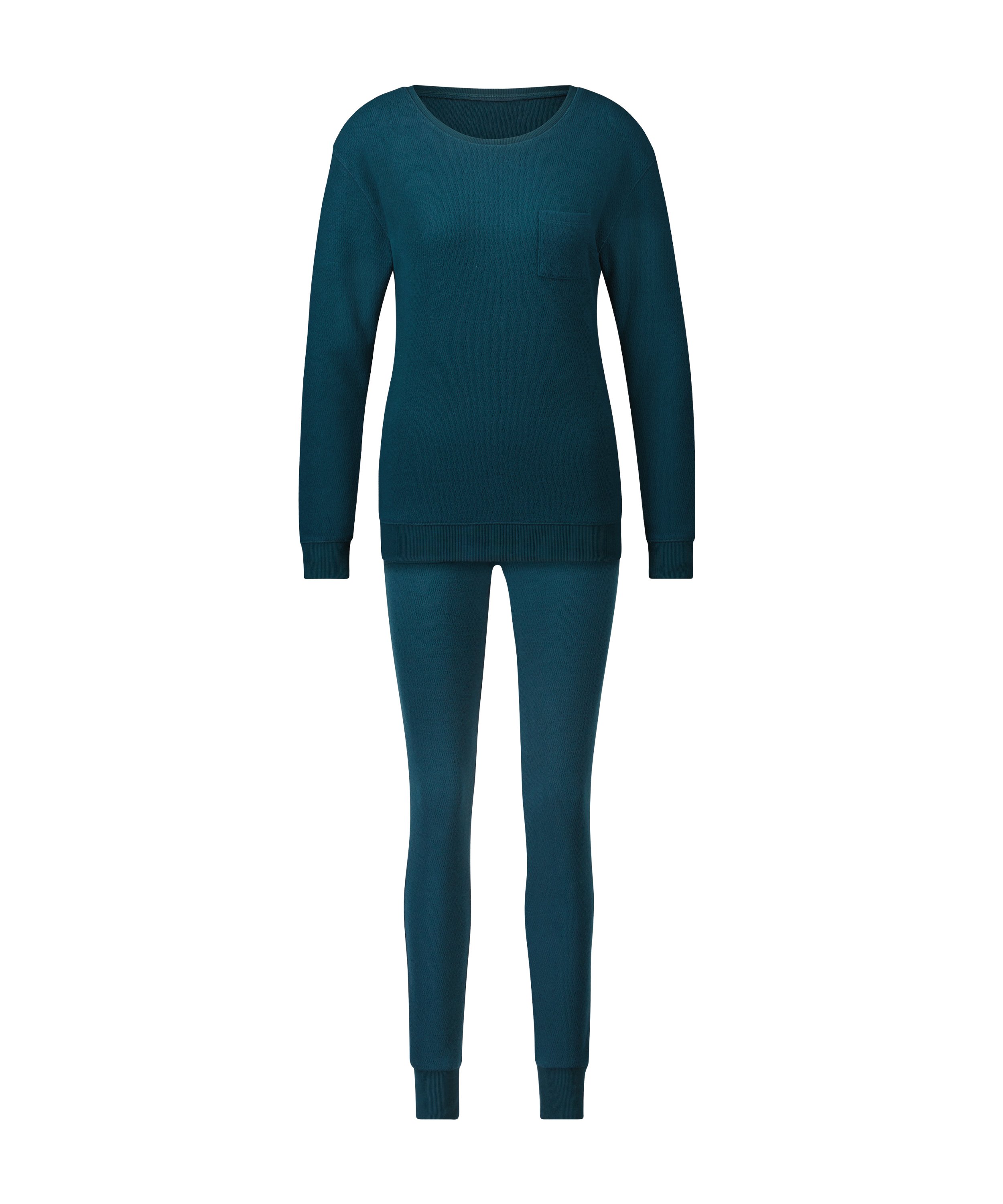 Waffle Placket pysjamas, Blå, main