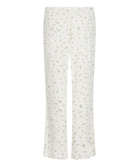 Pyjama Pant Loose Pointelle, Hvit