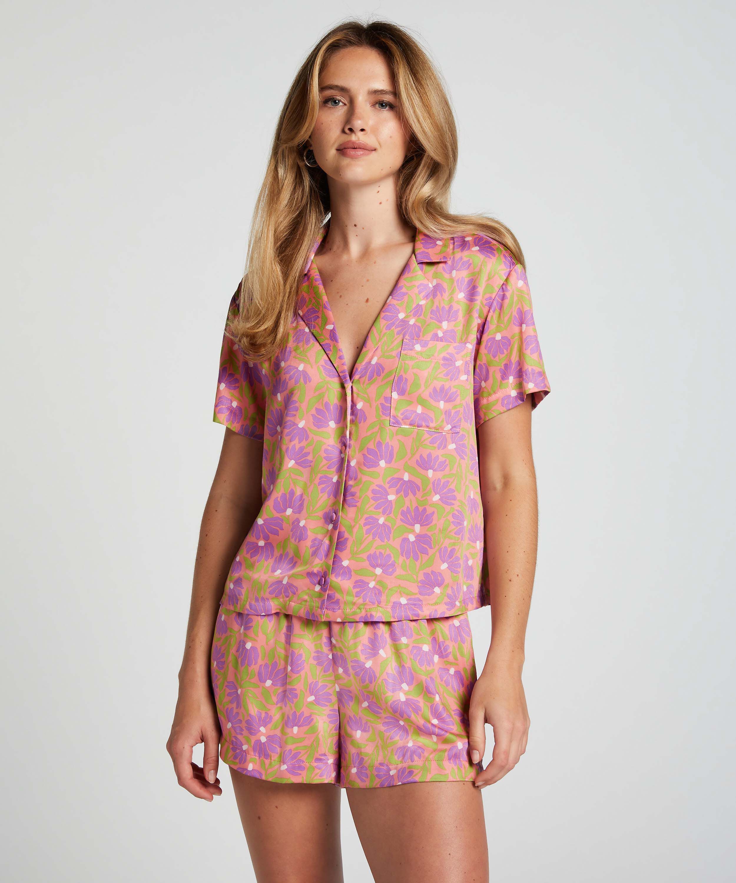 Pyjamasshorts i sateng, Rosa