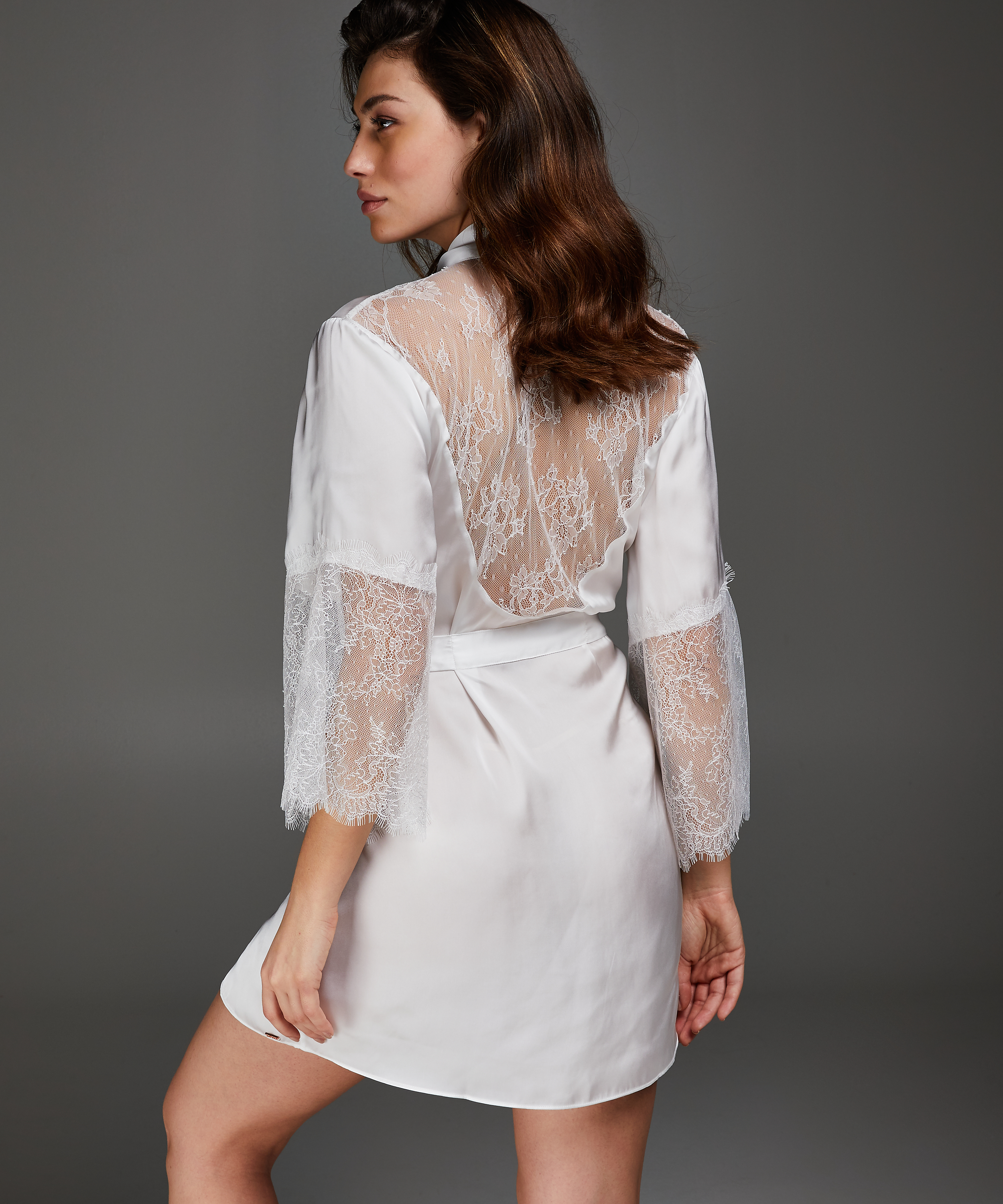 Lily satengkimono, Hvit, main