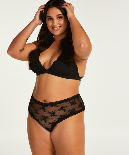 V-formet brasiliansk i mesh Curvy, Svart