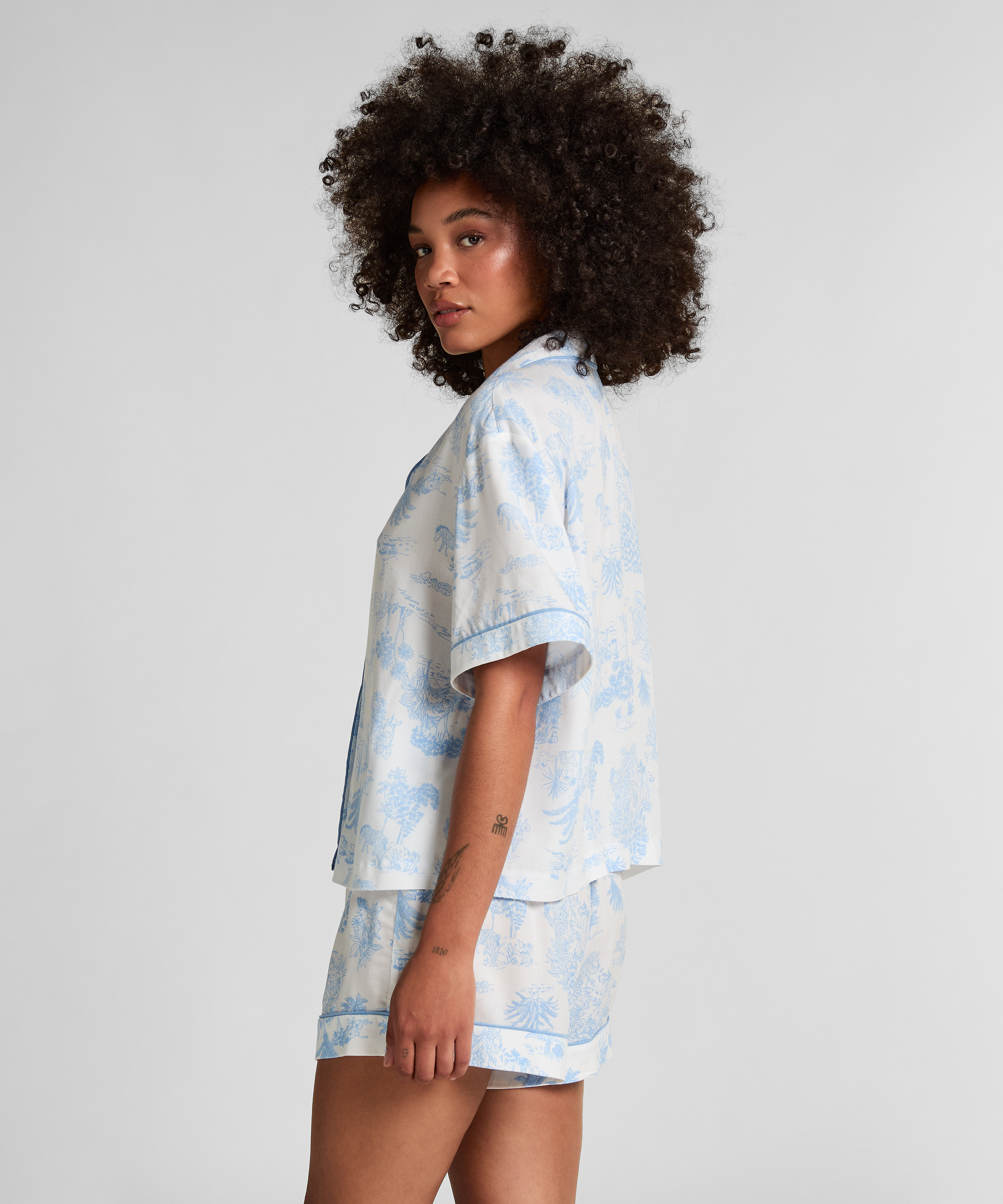 Jakke korte ermer vevd, Blå, main