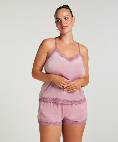 Cami-topp Velours Lace, Lilla