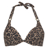 Leopard polstret pushup bikinitopp med spiler, Beige
