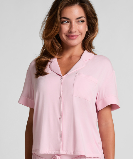 Essential kortermet jakke i jerseystoff, Rosa