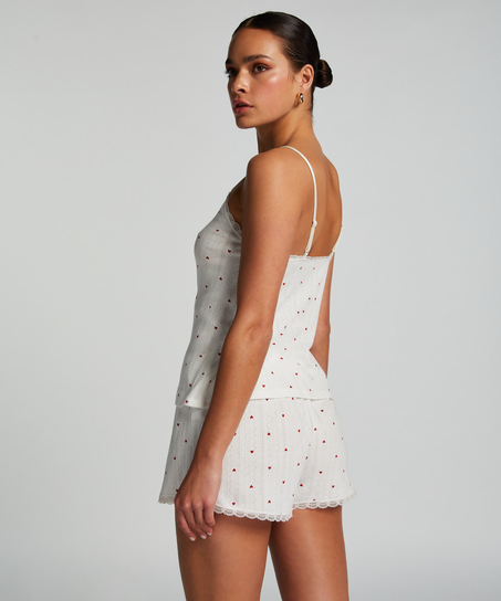 Pysjamashorts Pointelle, Hvit