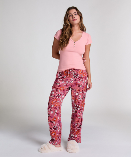 Henley kortermet pyjamastopp, Rosa