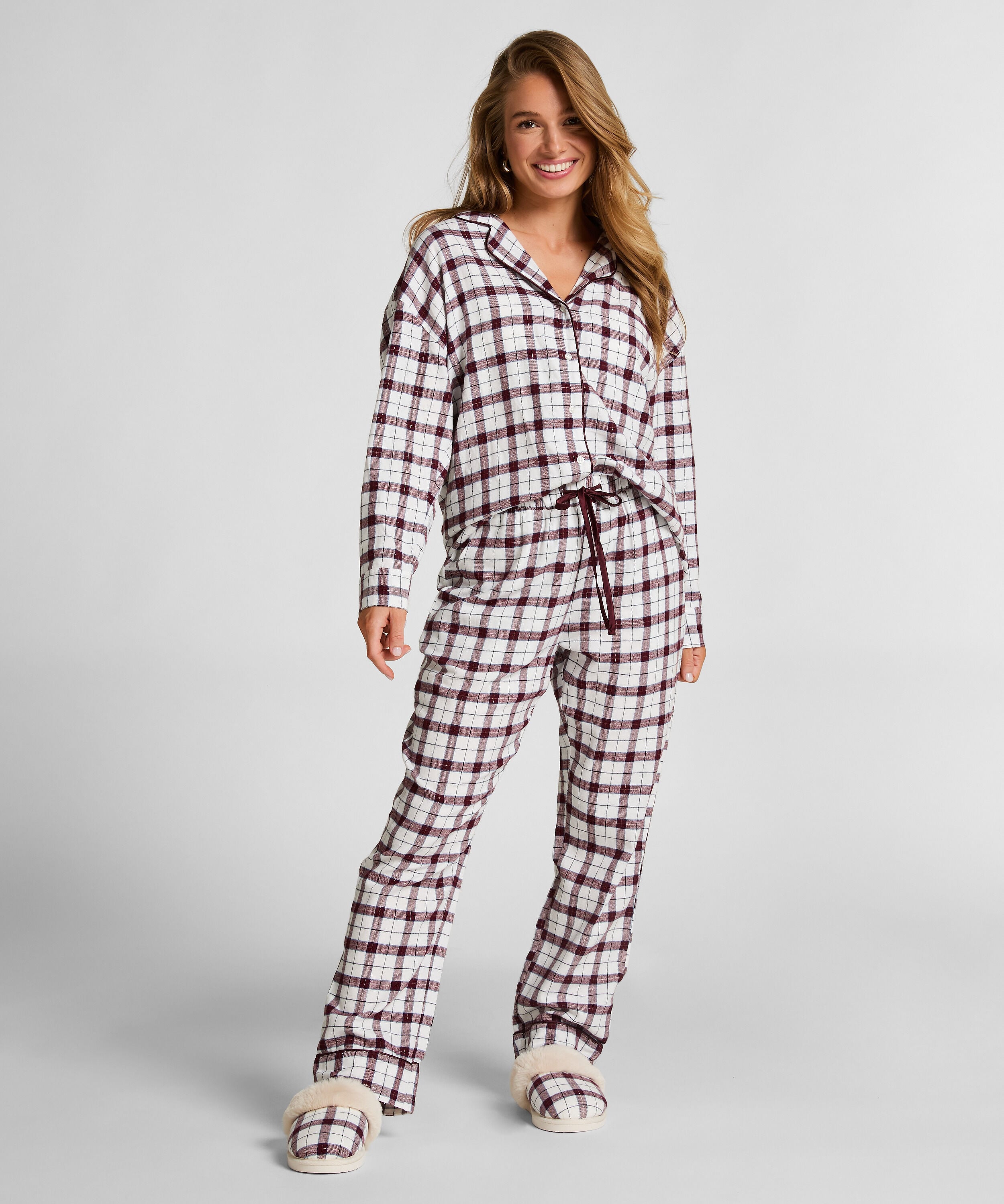 Flannel pysjamasbukse, Hvit Flannel pysjamasbukse, Hvit