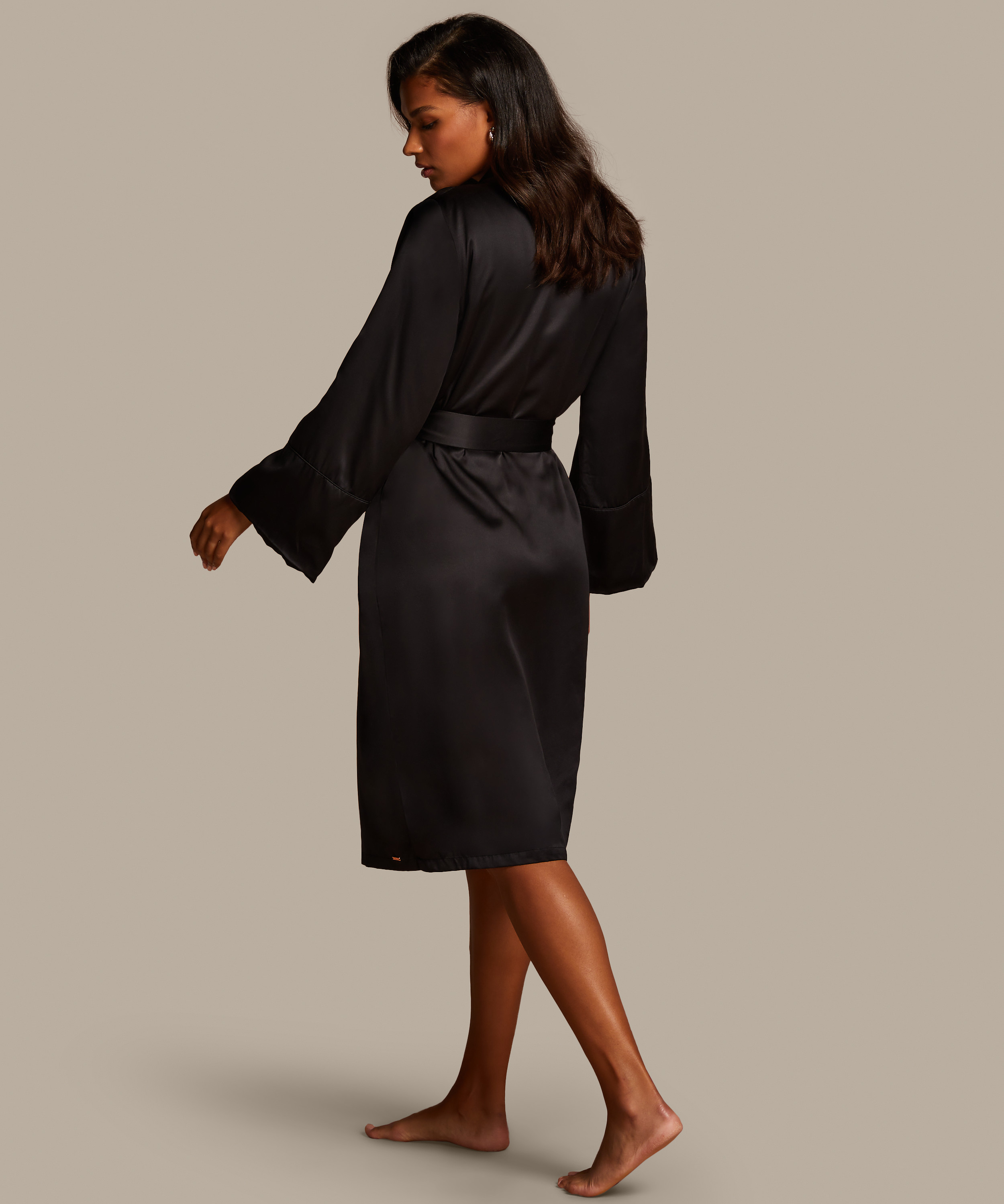 Satin fleece badek&aring;pe, Svart, main