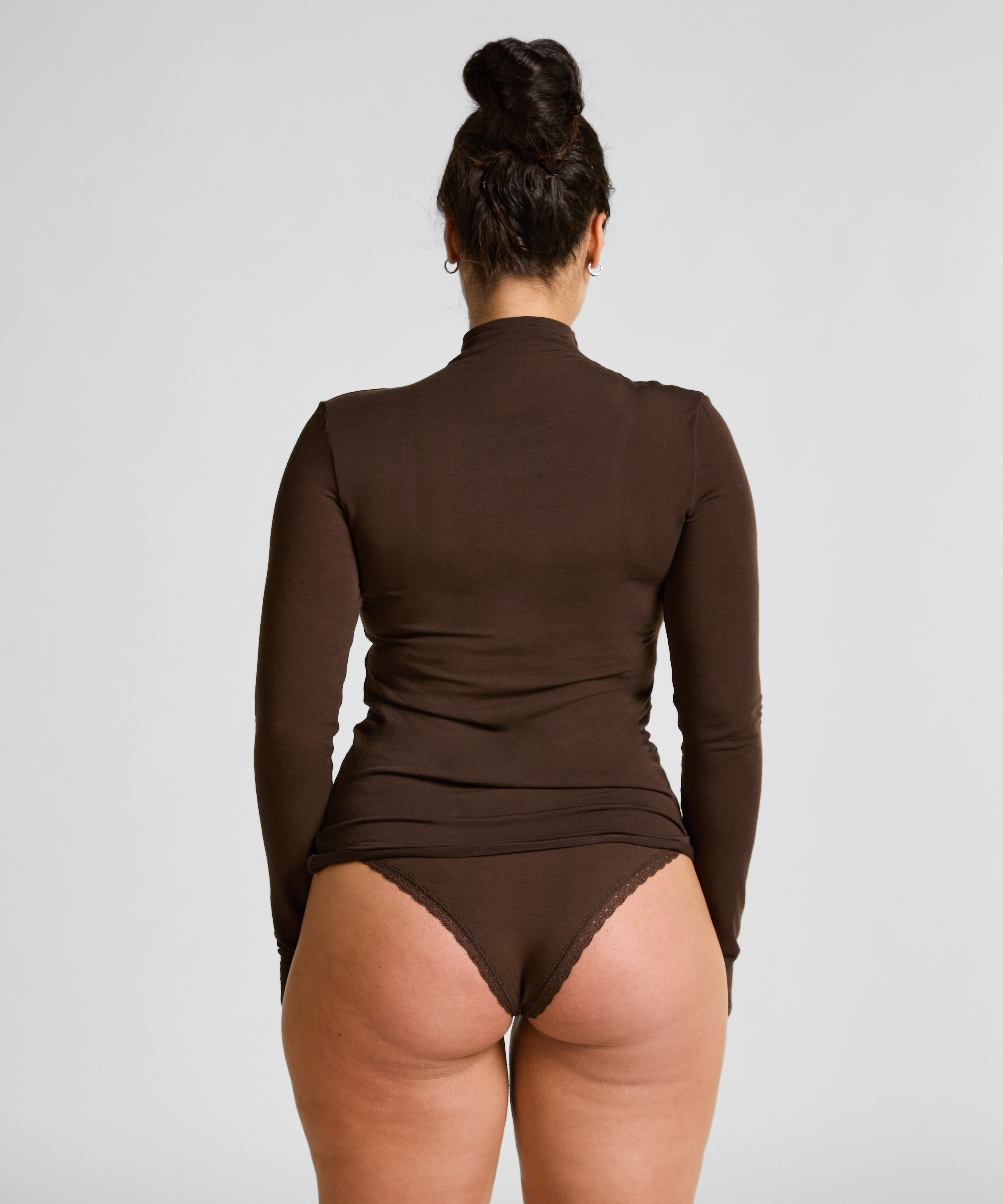 super soft kasjmir-skjorte med h&oslash;yhalset genser, Brun, main