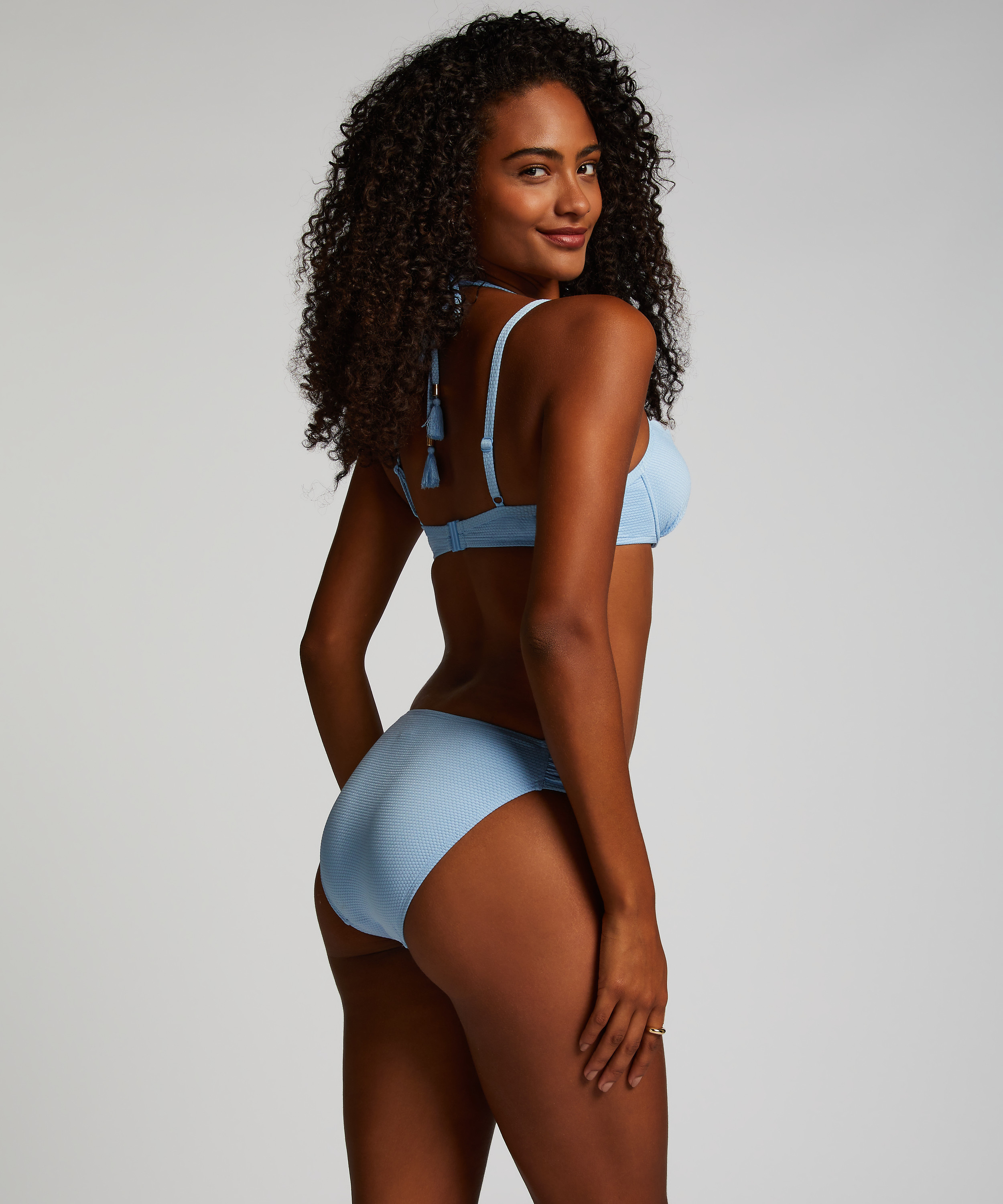 Polstret bikinitopp med bøyle Scallop, Blå, main