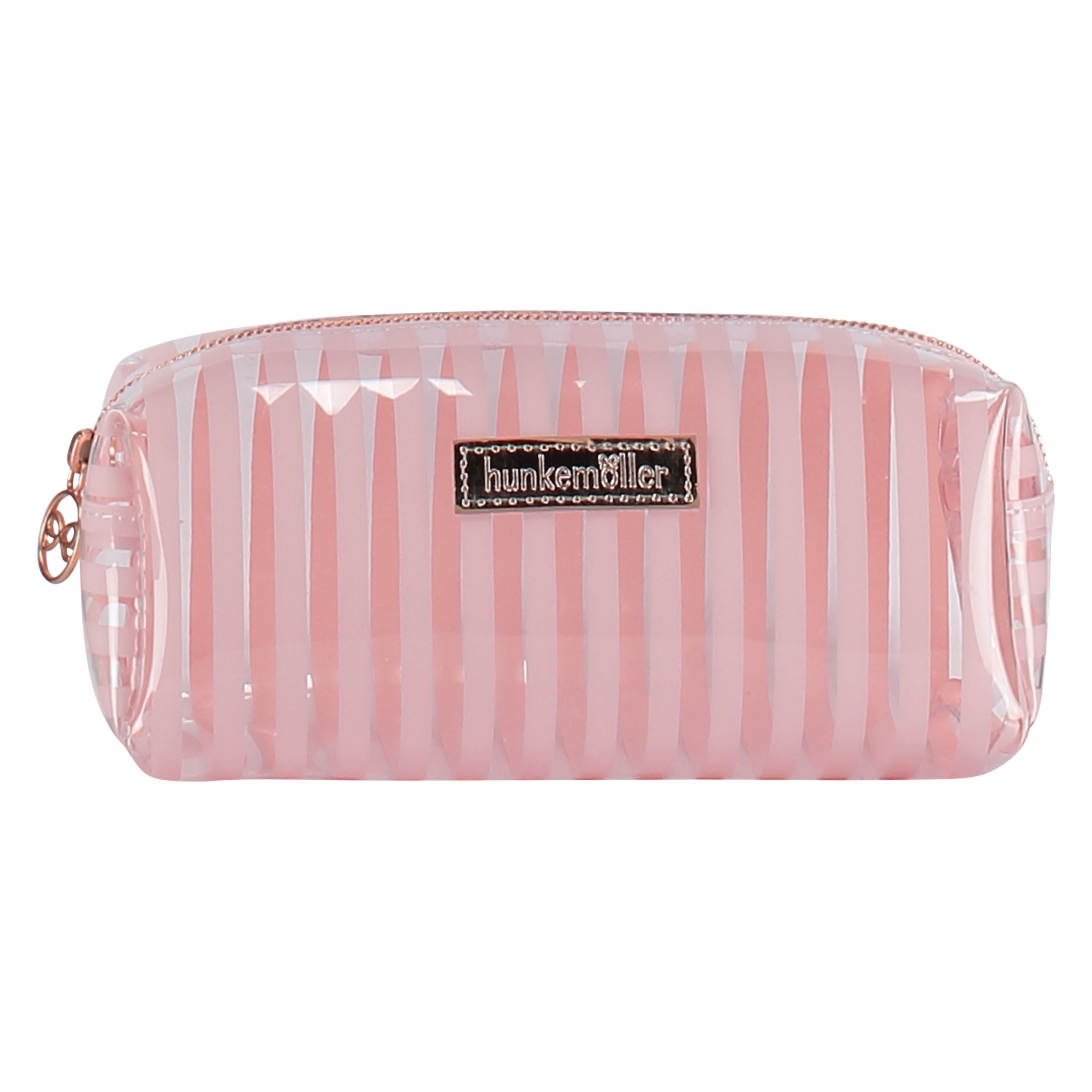 Stripe makeupveske i plast, Rosa, main