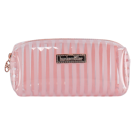 Stripe makeupveske i plast, Rosa