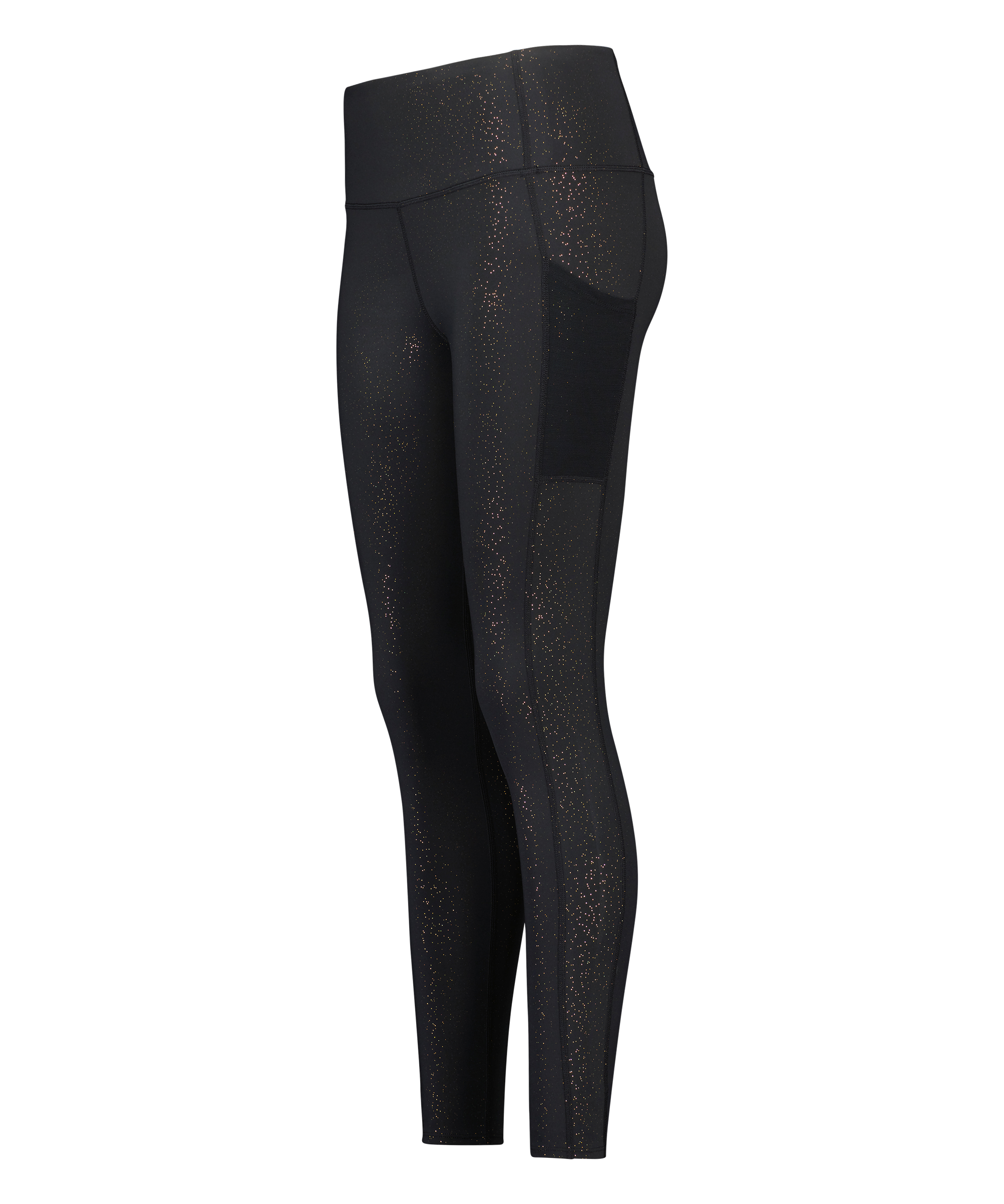 ﻿HKMX High waisted sportstights Gullglitter, Svart, main