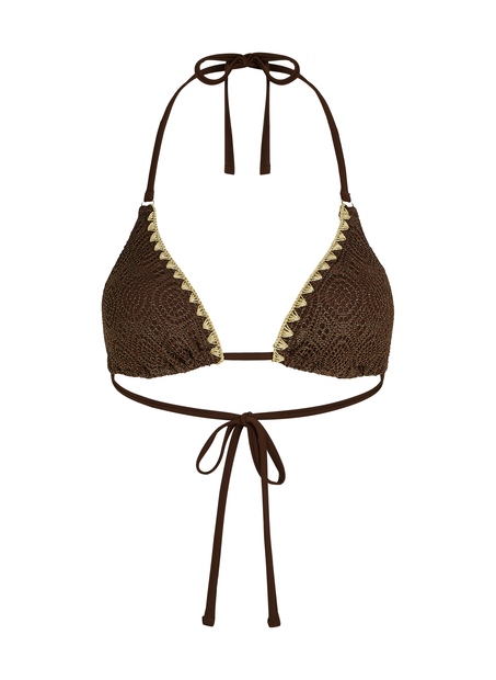 Triangle bikinitopp crochet, Brun