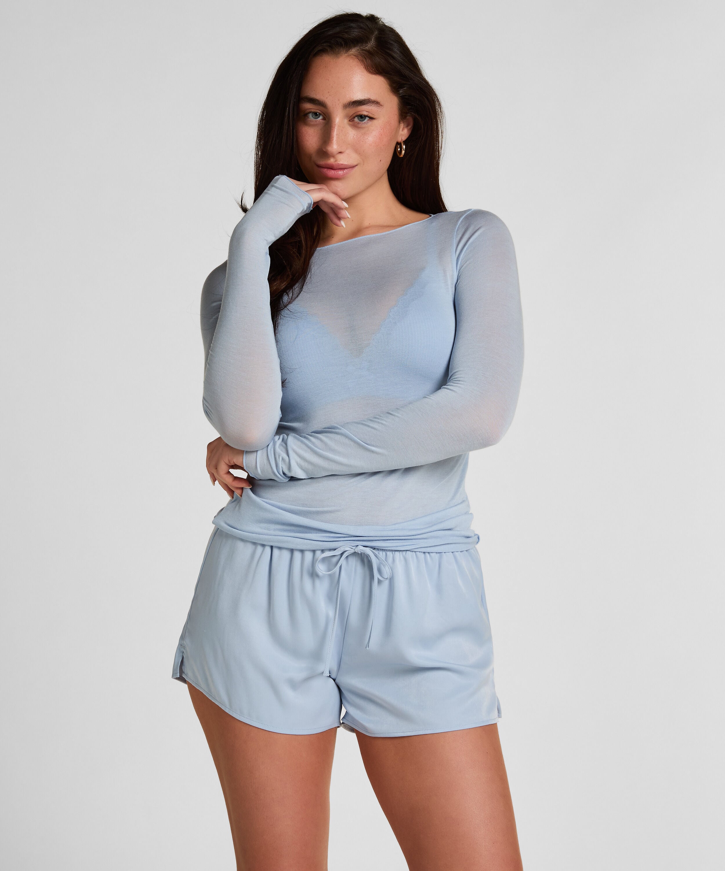 Satin Shorts Ayla, Blå