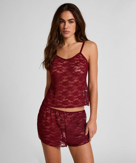 Cami Allover Lace, R&oslash;d