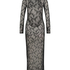 Langermet bodycon lace slipdress, Svart