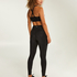 ﻿HKMX High waisted sportstights Gullglitter, Svart