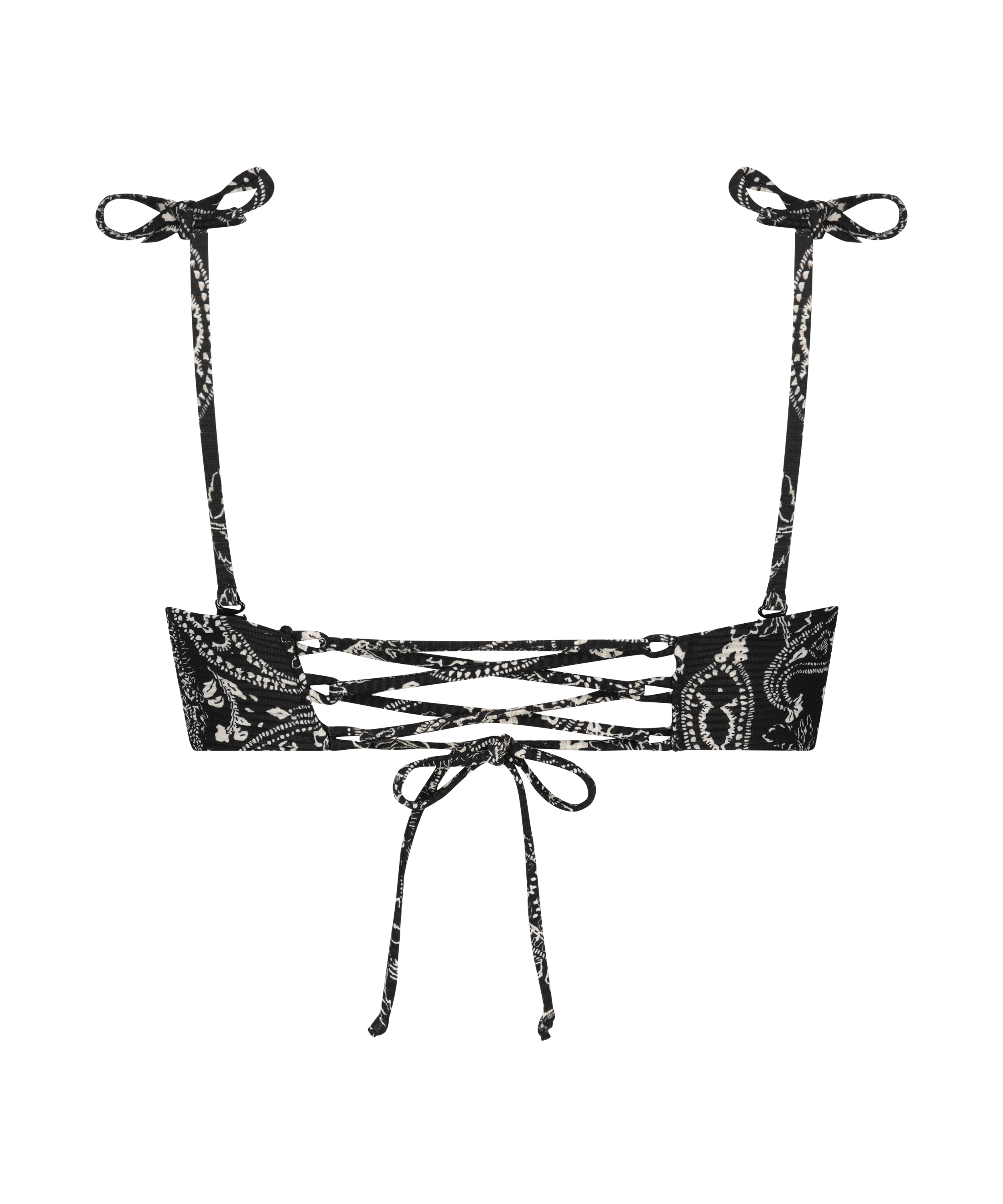 Paisley bikini crop-top, Svart, main