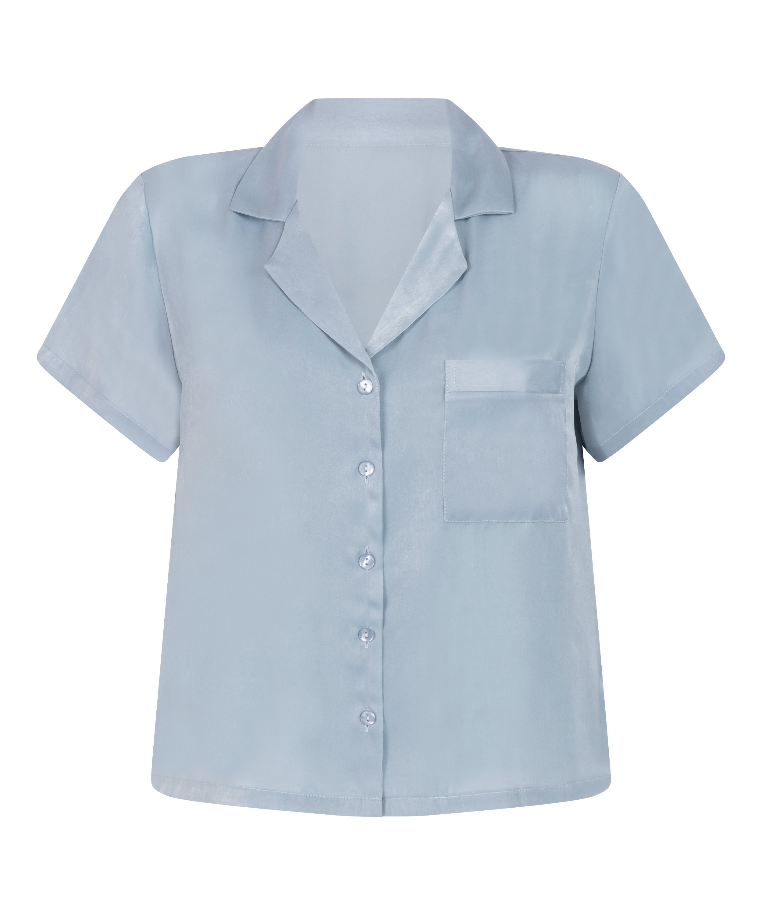 Kortermet jakke i sateng, Bl&aring;, main