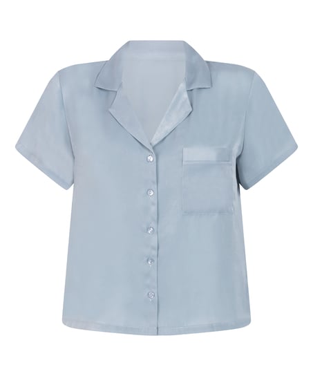 Kortermet jakke i sateng, Bl&aring;