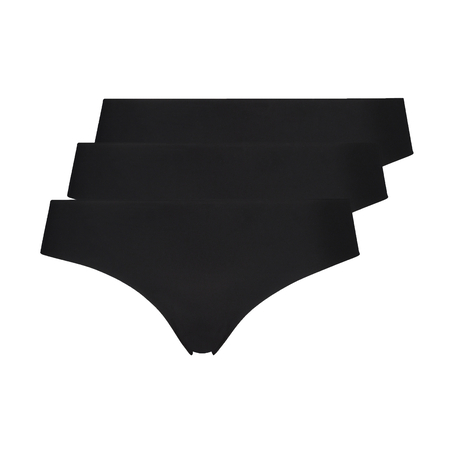 Invisible brasiliansk truse Lace Back, Svart