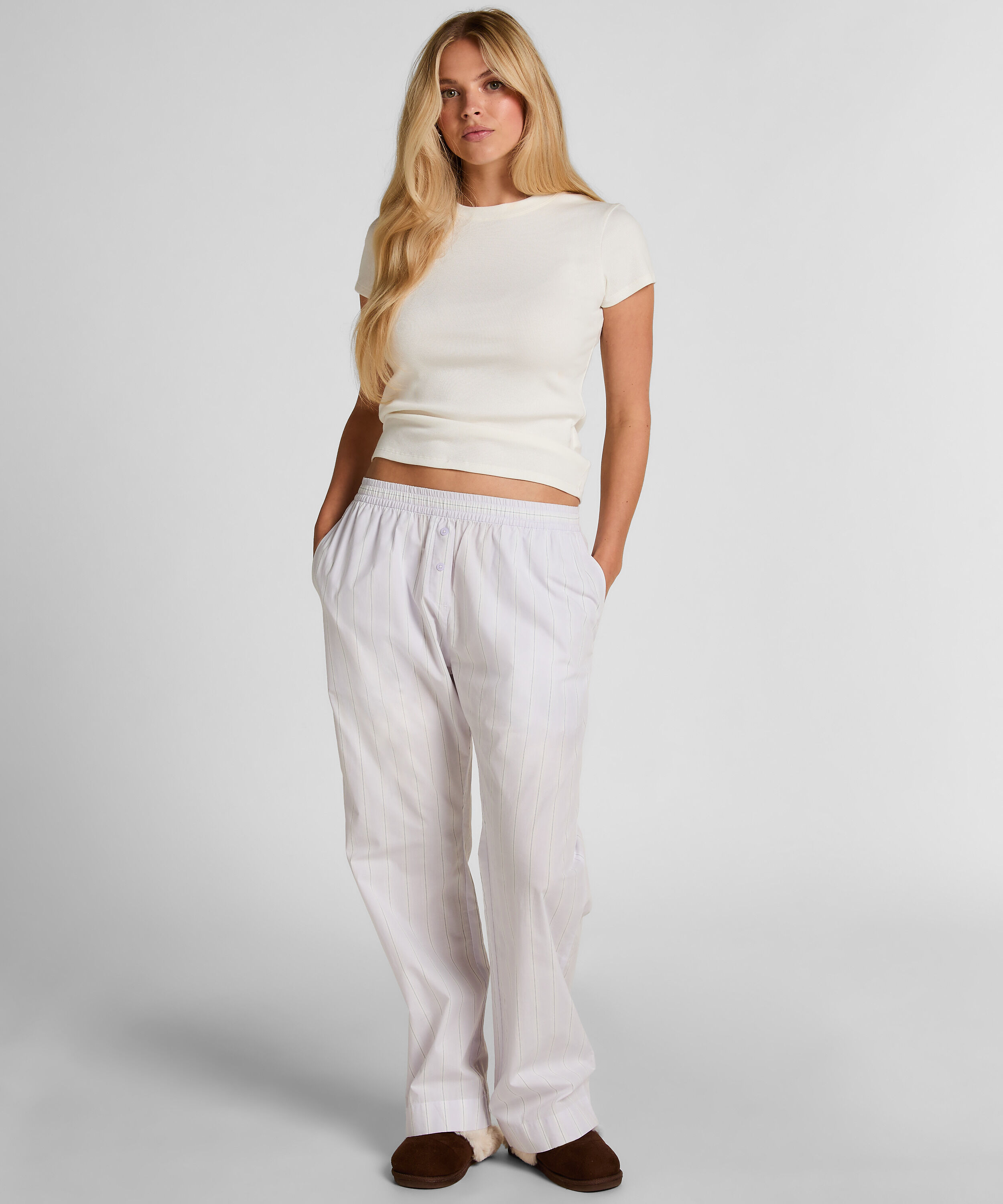 Pant Woven Cotton Stripe, Lilla Pant Woven Cotton Stripe, Lilla