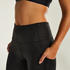 ﻿HKMX High waisted sportstights Gullglitter, Svart