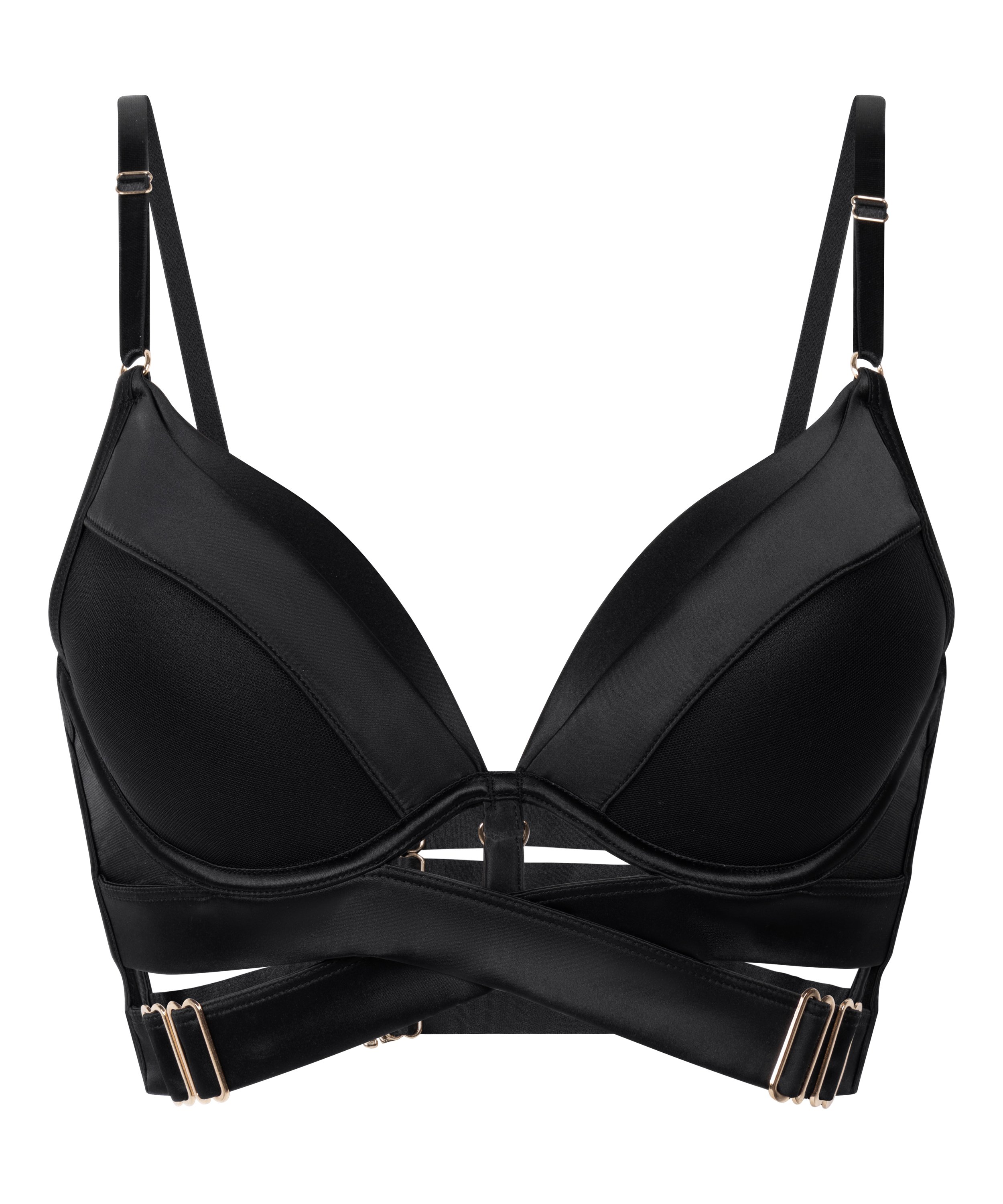 Vatterte longline push-up bøyle-bh Colette, Svart, main