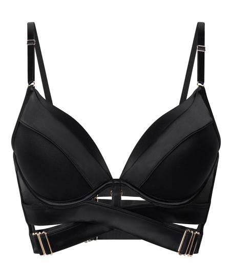 Vatterte longline push-up bøyle-bh Colette, Svart