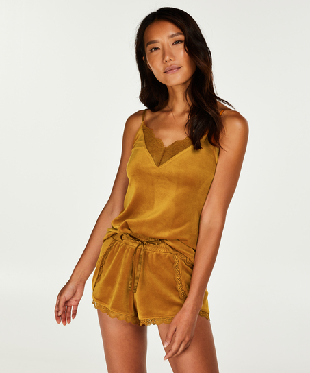 Velvet lace shorts, Gul