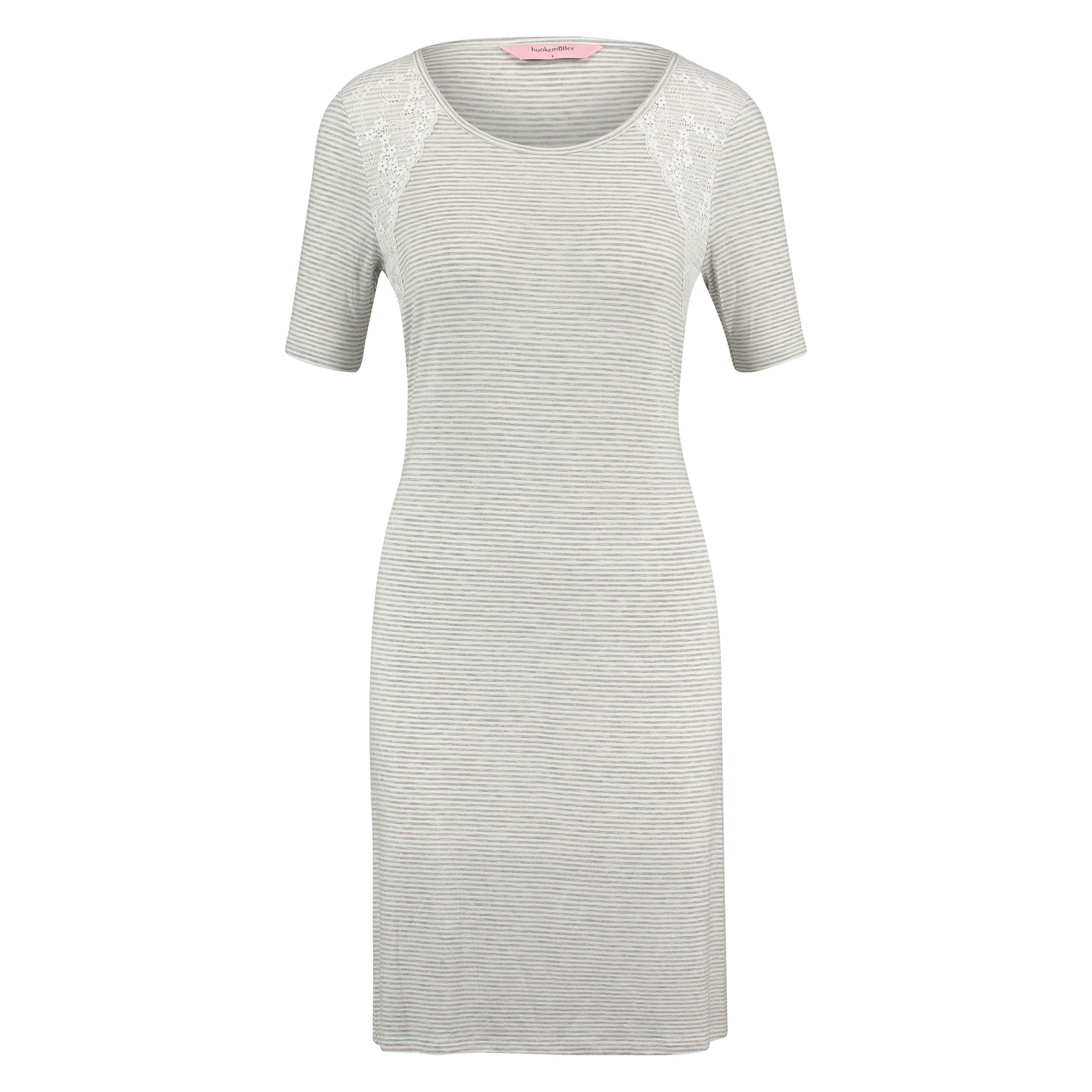 Nattskjorte med rund hals, Grå, main