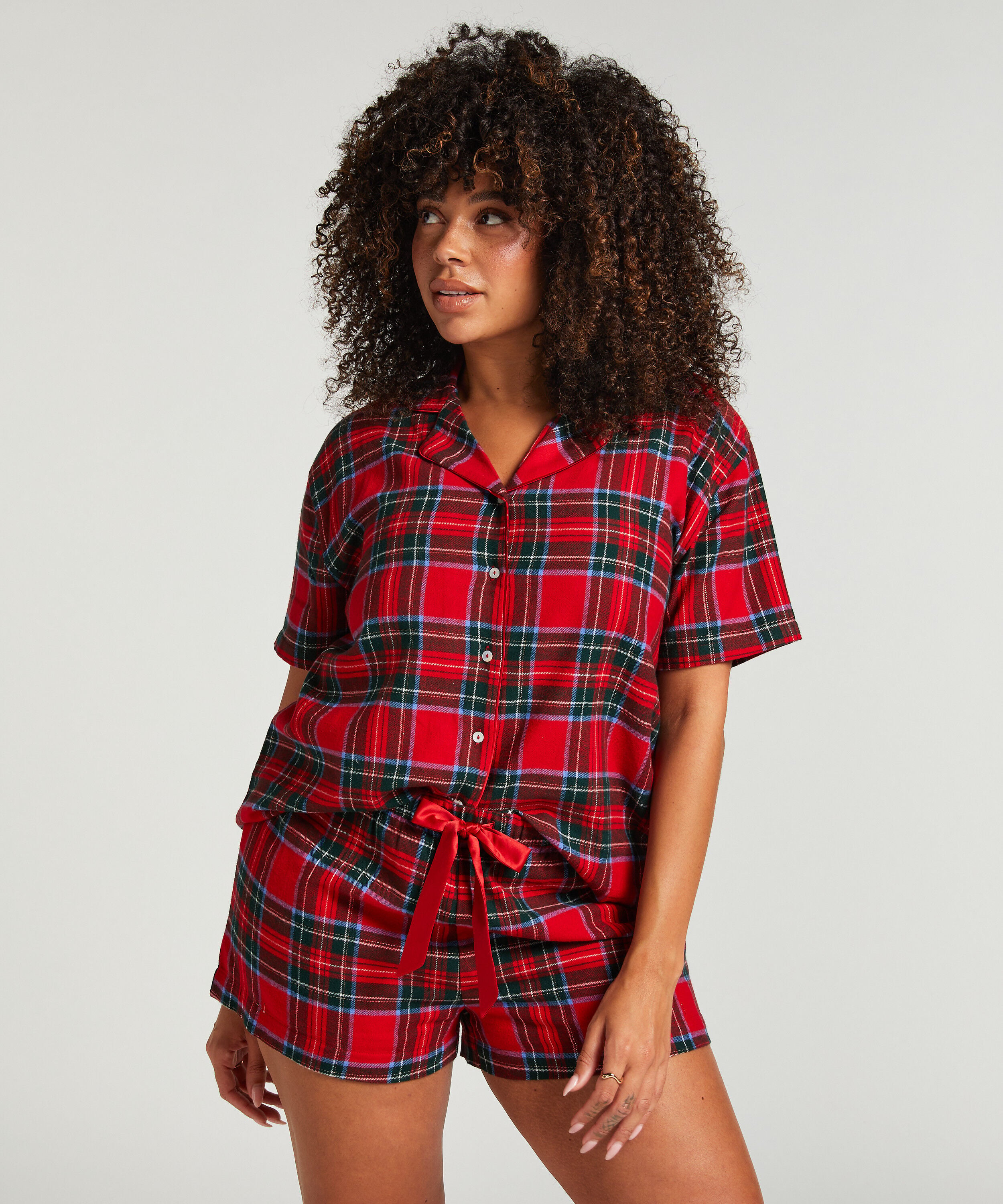 Twill pyjamas sett, Rød