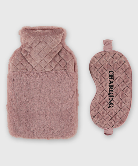 Hot Water Bottle And Eye Mask Set, Rosa