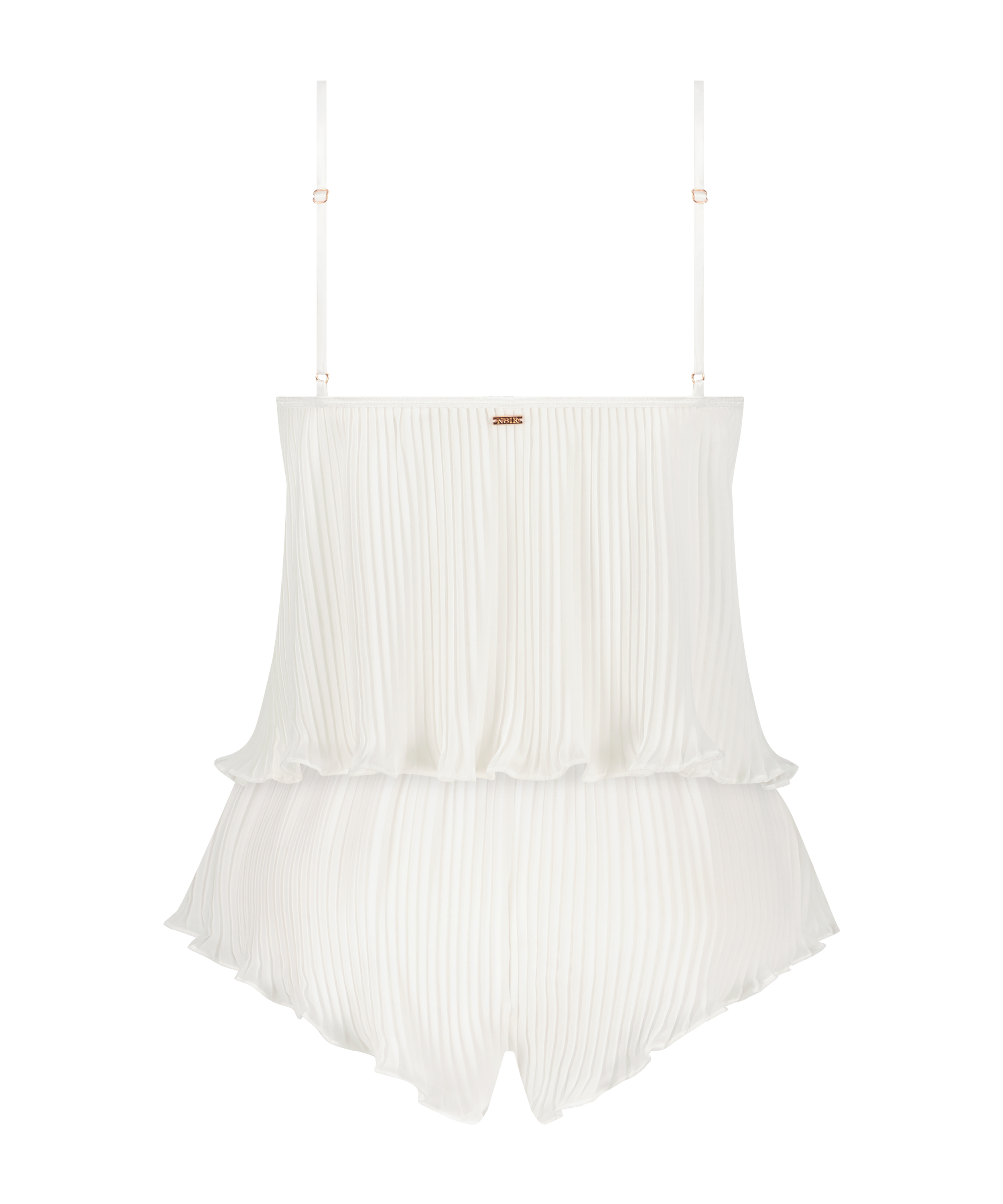 Chiffon plissé camisole-sett, Hvit, main