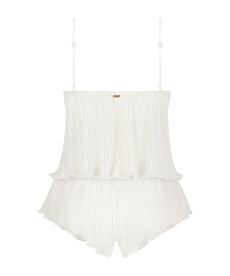 Chiffon plissé camisole-sett, Hvit