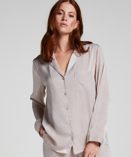Langermet jakke i sateng, Beige